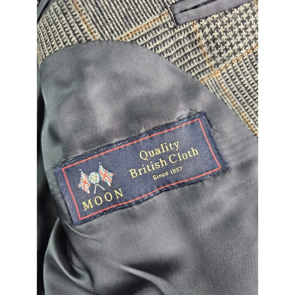 Charles Thyrwitt Blazer Mens 38 S Glen Plaid Moon British Cloth Wool Blend Slim